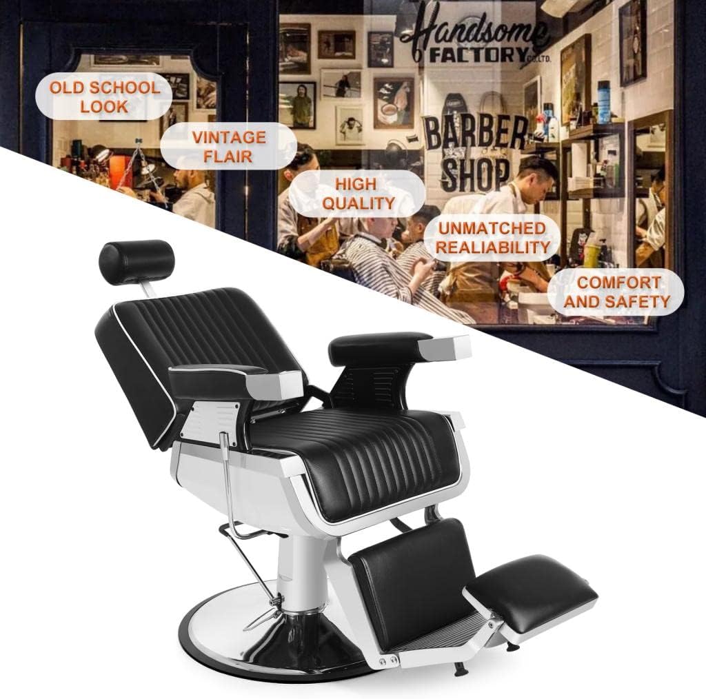 AMZ Chair Barbershop Chairs Hydraulic Recline Barber Chairs Salon Chair for Hair Stylist Tattoo Chair Barber Salon Equipment(Black1)