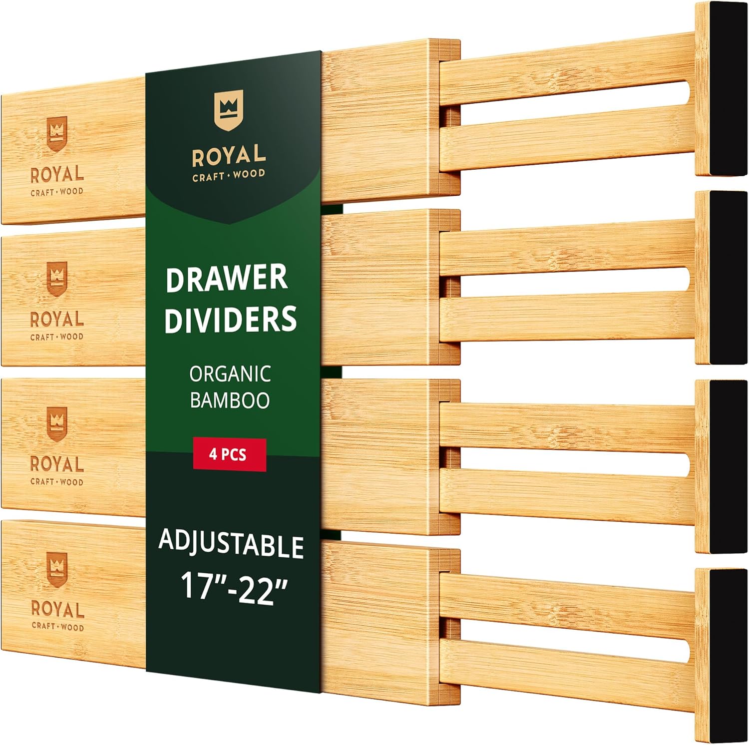 Adjustable Bamboo Drawer Dividers Organizers